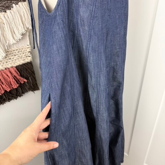 Free People Denim Dreams Sleeveless Midi Dress Medium Blue Wash Sz M - Picture 5 of 14